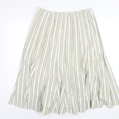 Per Una Womens Multicoloured Striped Linen A-Line Skirt Size 16 Zip