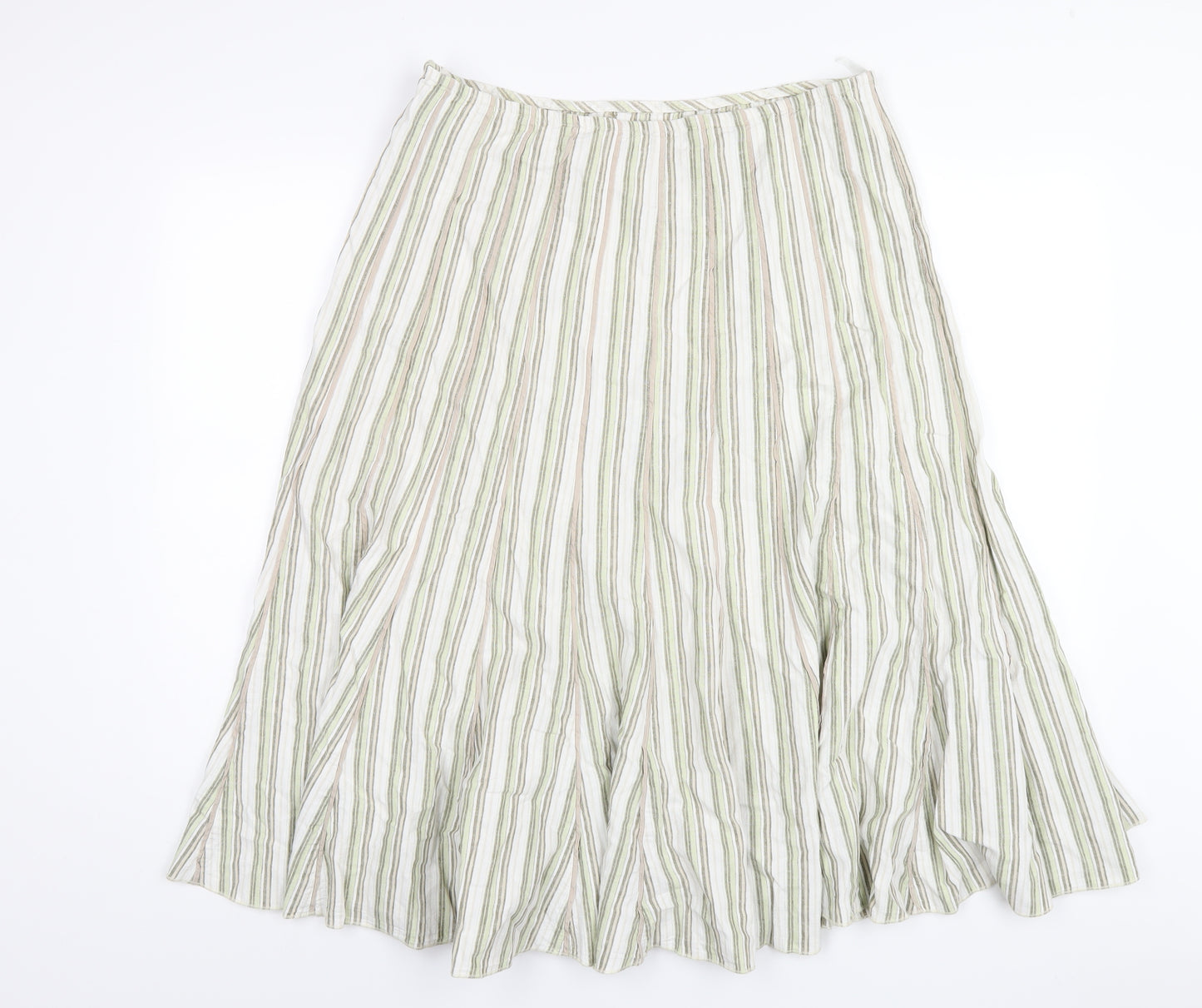 Per Una Womens Multicoloured Striped Linen A-Line Skirt Size 16 Zip