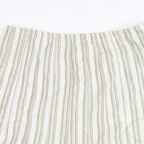 Per Una Womens Multicoloured Striped Linen A-Line Skirt Size 16 Zip