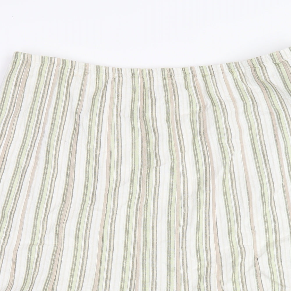 Per Una Womens Multicoloured Striped Linen A-Line Skirt Size 16 Zip