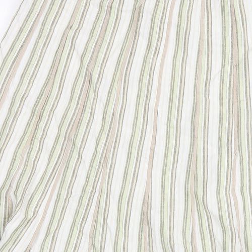 Per Una Womens Multicoloured Striped Linen A-Line Skirt Size 16 Zip