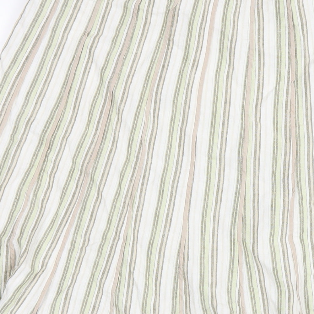 Per Una Womens Multicoloured Striped Linen A-Line Skirt Size 16 Zip