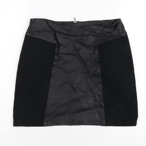 Oasis Womens Black Polyurethane A-Line Skirt Size 10 Zip