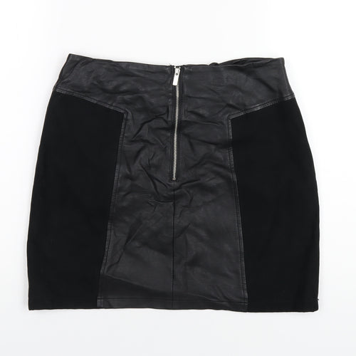 Oasis Womens Black Polyurethane A-Line Skirt Size 10 Zip