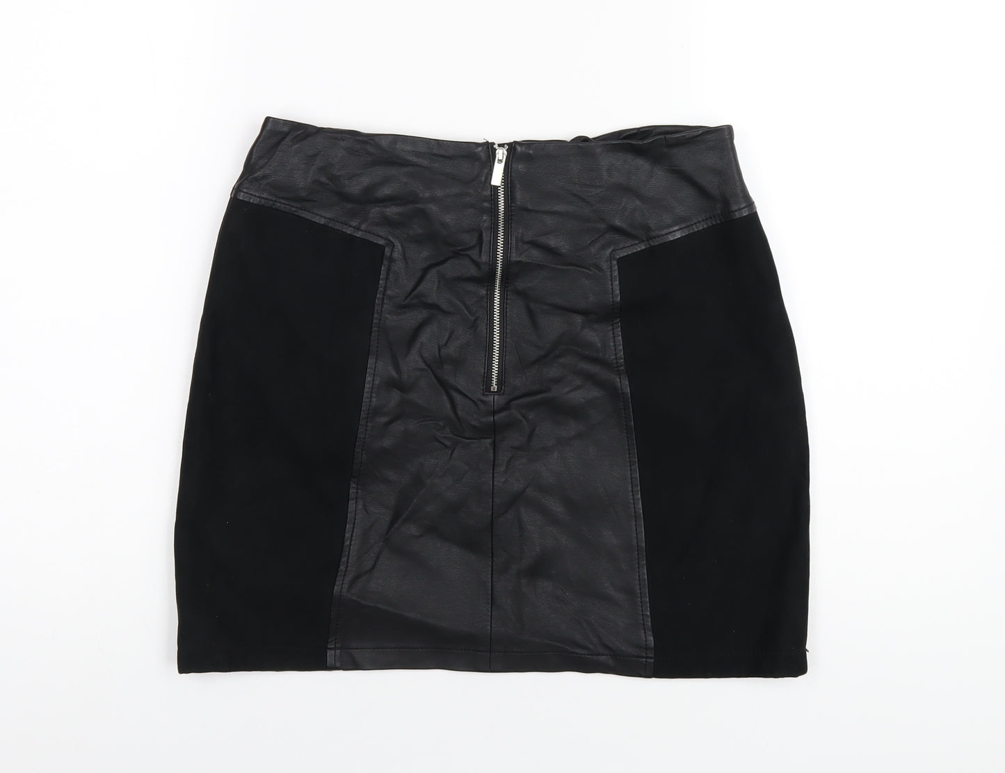 Oasis Womens Black Polyurethane A-Line Skirt Size 10 Zip