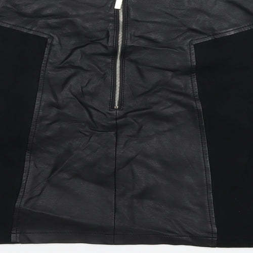 Oasis Womens Black Polyurethane A-Line Skirt Size 10 Zip
