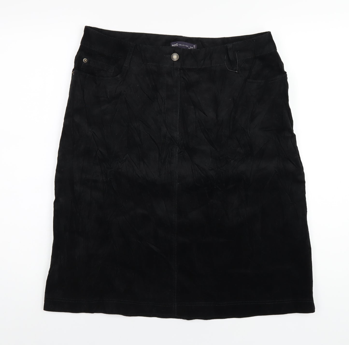 Marks and Spencer Womens Black Cotton A-Line Skirt Size 14