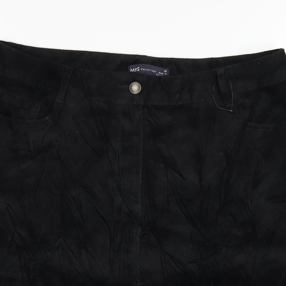 Marks and Spencer Womens Black Cotton A-Line Skirt Size 14