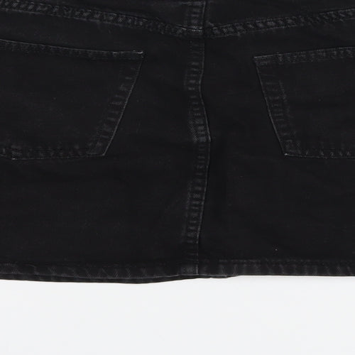 H&M Womens Black Cotton A-Line Skirt Size 10 Zip