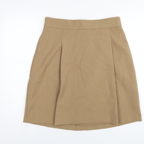 Marks and Spencer Womens Beige Polyester A-Line Skirt Size 14 Zip