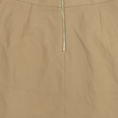 Marks and Spencer Womens Beige Polyester A-Line Skirt Size 14 Zip