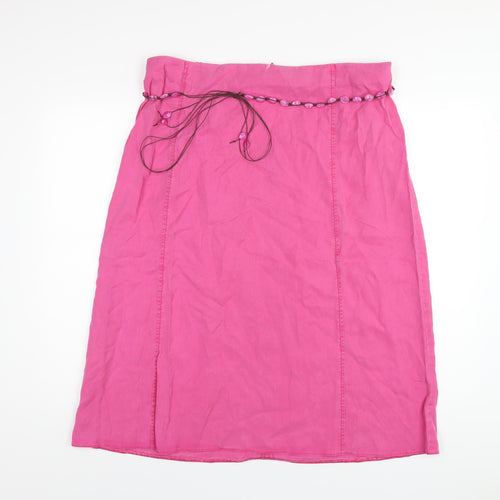 Ann Harvey Womens Pink Lyocell A-Line Skirt Size 18 Zip