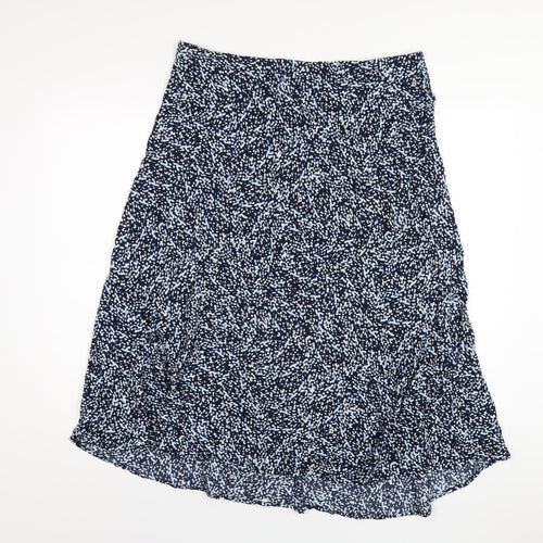 Marks and Spencer Womens Blue Geometric Viscose A-Line Skirt Size 16