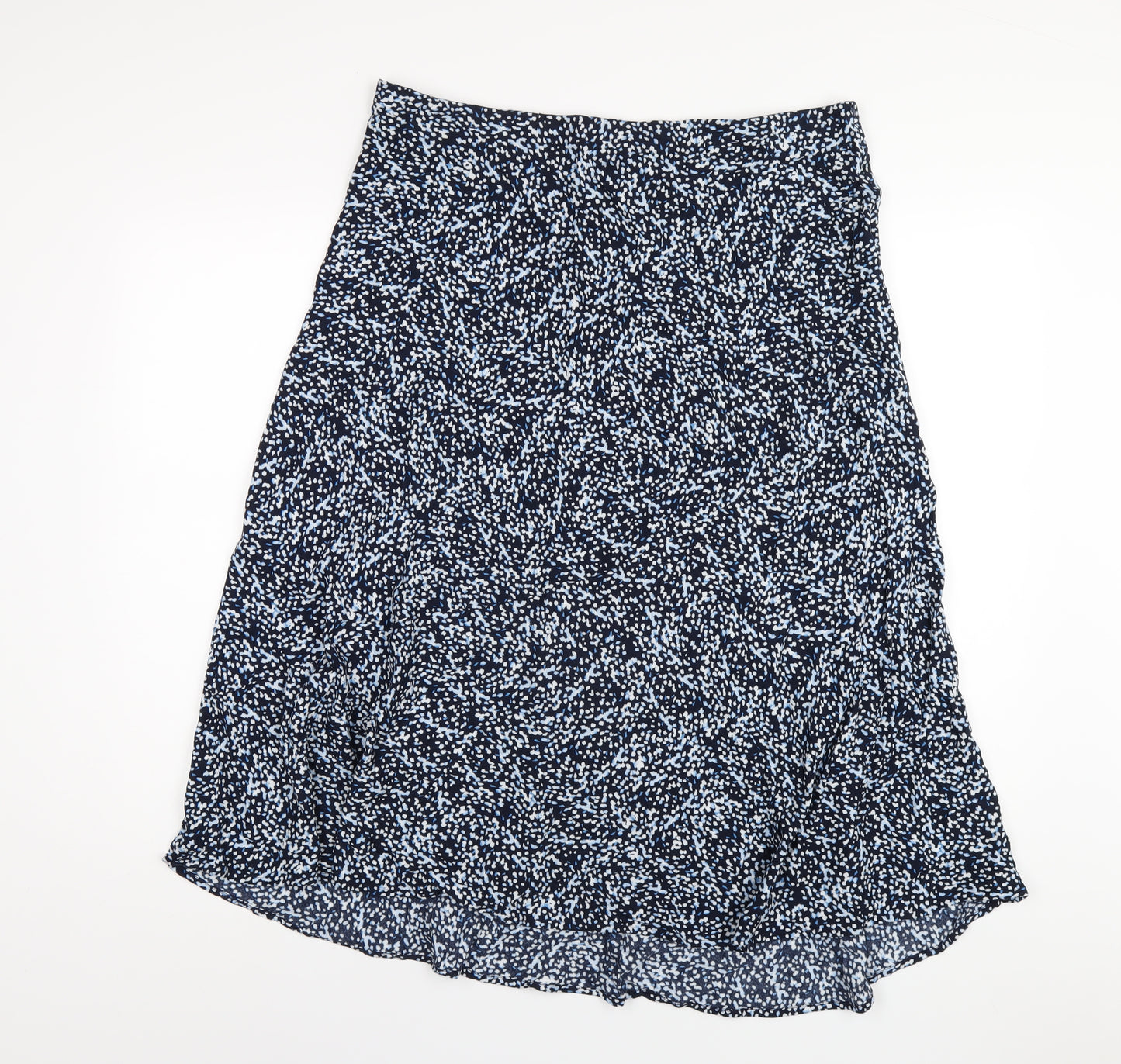 Marks and Spencer Womens Blue Geometric Viscose A-Line Skirt Size 16