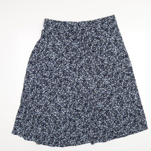 Marks and Spencer Womens Blue Geometric Viscose A-Line Skirt Size 16