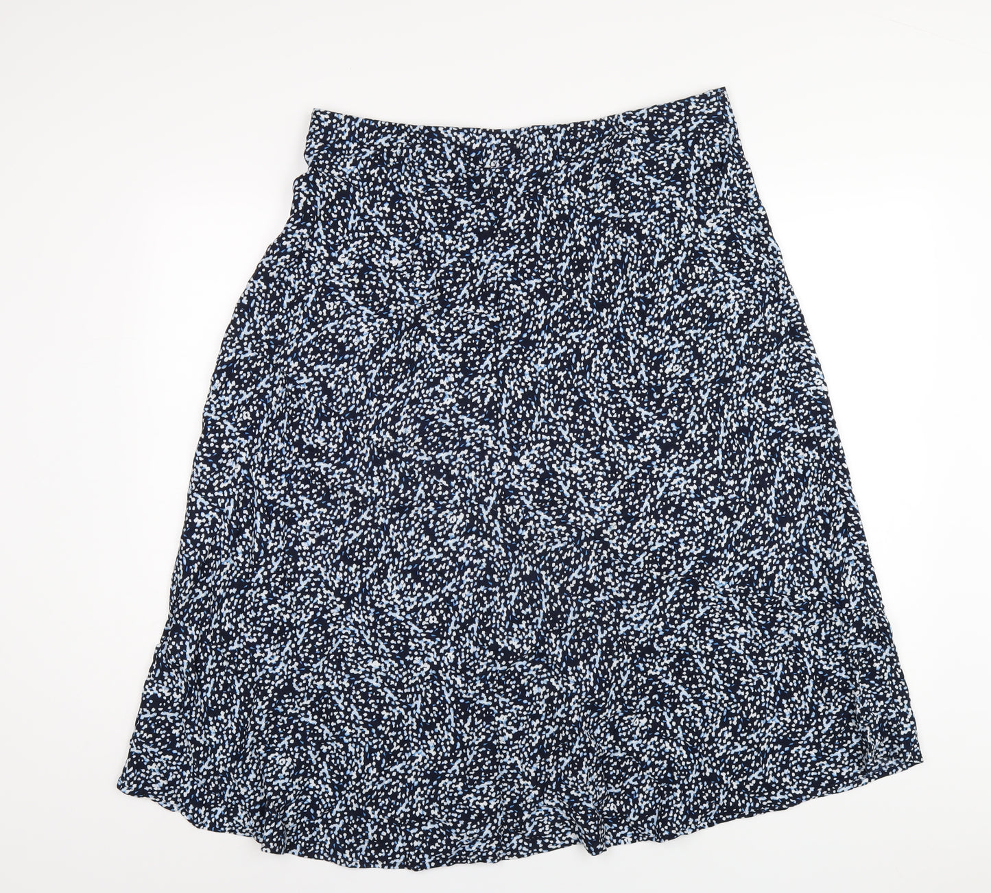 Marks and Spencer Womens Blue Geometric Viscose A-Line Skirt Size 16