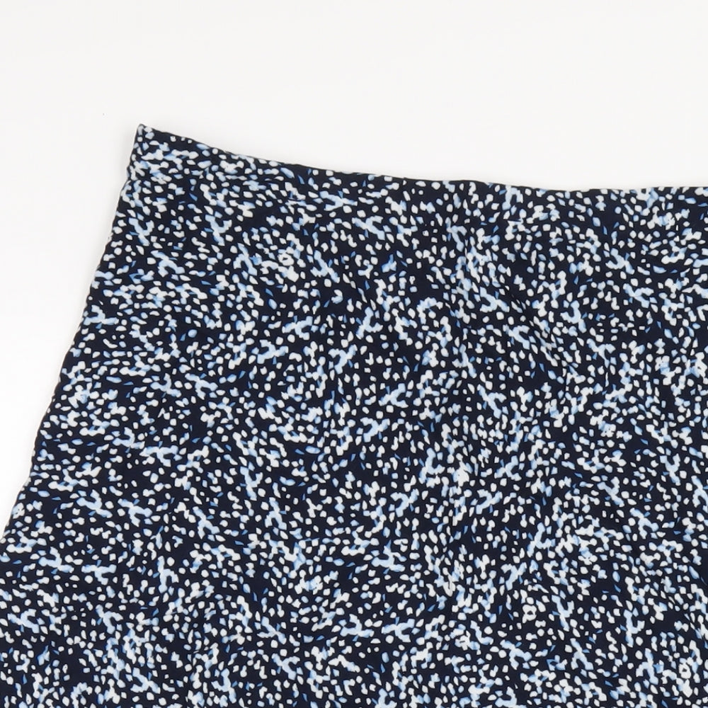 Marks and Spencer Womens Blue Geometric Viscose A-Line Skirt Size 16