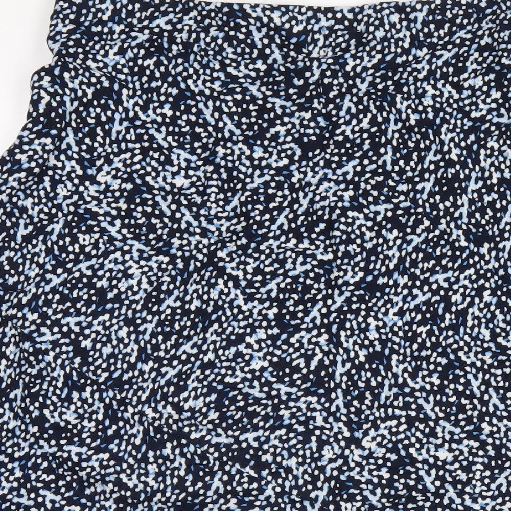 Marks and Spencer Womens Blue Geometric Viscose A-Line Skirt Size 16