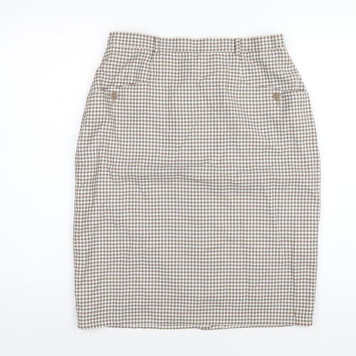 Classic Womens Brown Geometric Polyester Straight & Pencil Skirt Size 16 Zip