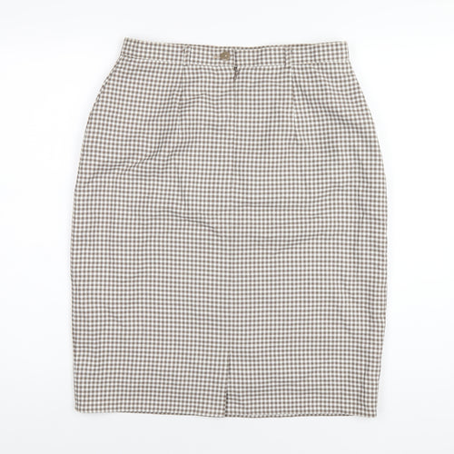 Classic Womens Brown Geometric Polyester Straight & Pencil Skirt Size 16 Zip