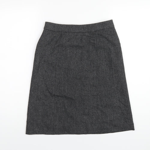 H&M Womens Grey Wool A-Line Skirt Size 6 Zip