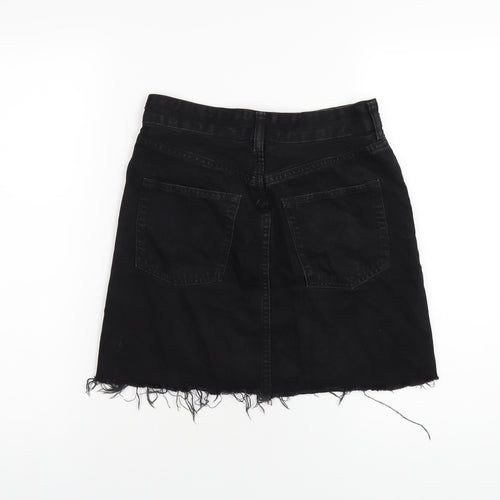 H&M Womens Black Cotton A-Line Skirt Size 6 Zip