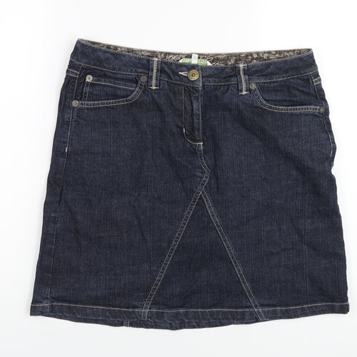 RJR.John Rocha Womens Blue Cotton A-Line Skirt Size 14 Zip