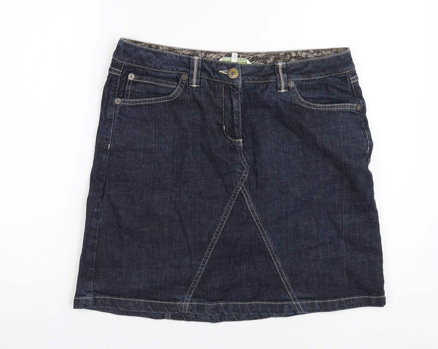RJR.John Rocha Womens Blue Cotton A-Line Skirt Size 14 Zip
