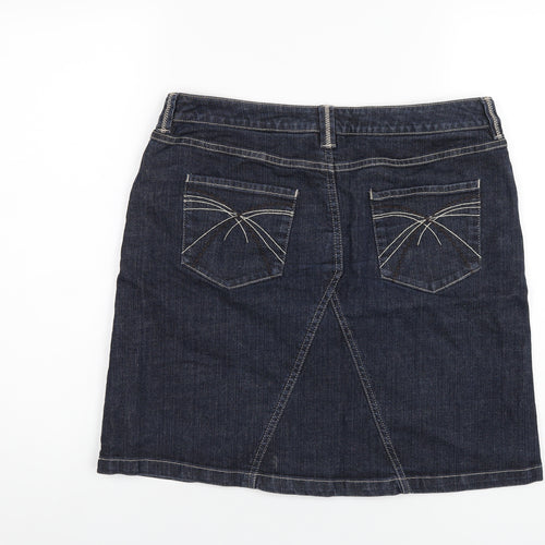 RJR.John Rocha Womens Blue Cotton A-Line Skirt Size 14 Zip
