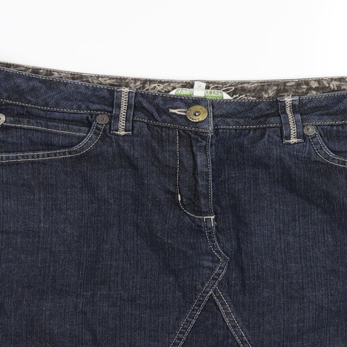 RJR.John Rocha Womens Blue Cotton A-Line Skirt Size 14 Zip