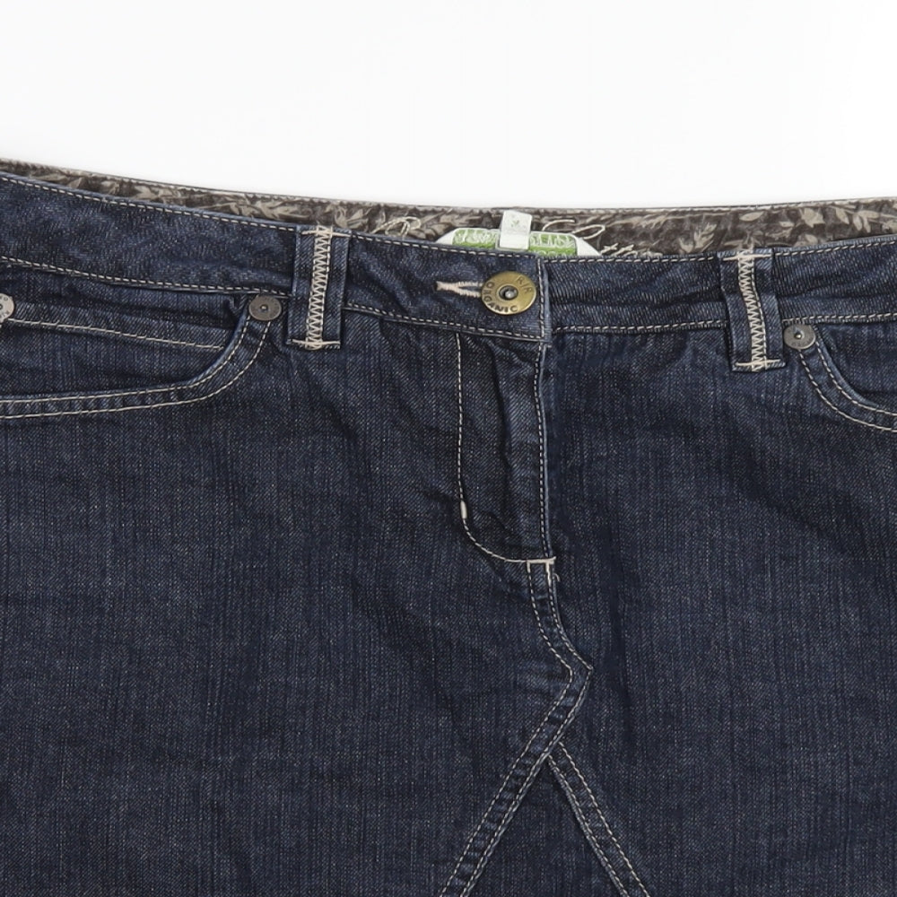 RJR.John Rocha Womens Blue Cotton A-Line Skirt Size 14 Zip