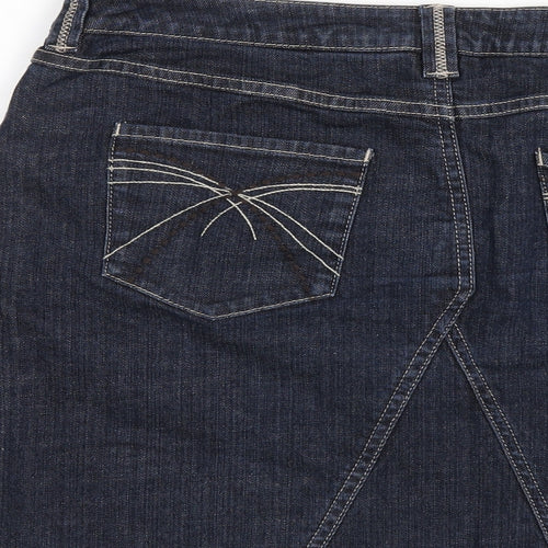 RJR.John Rocha Womens Blue Cotton A-Line Skirt Size 14 Zip