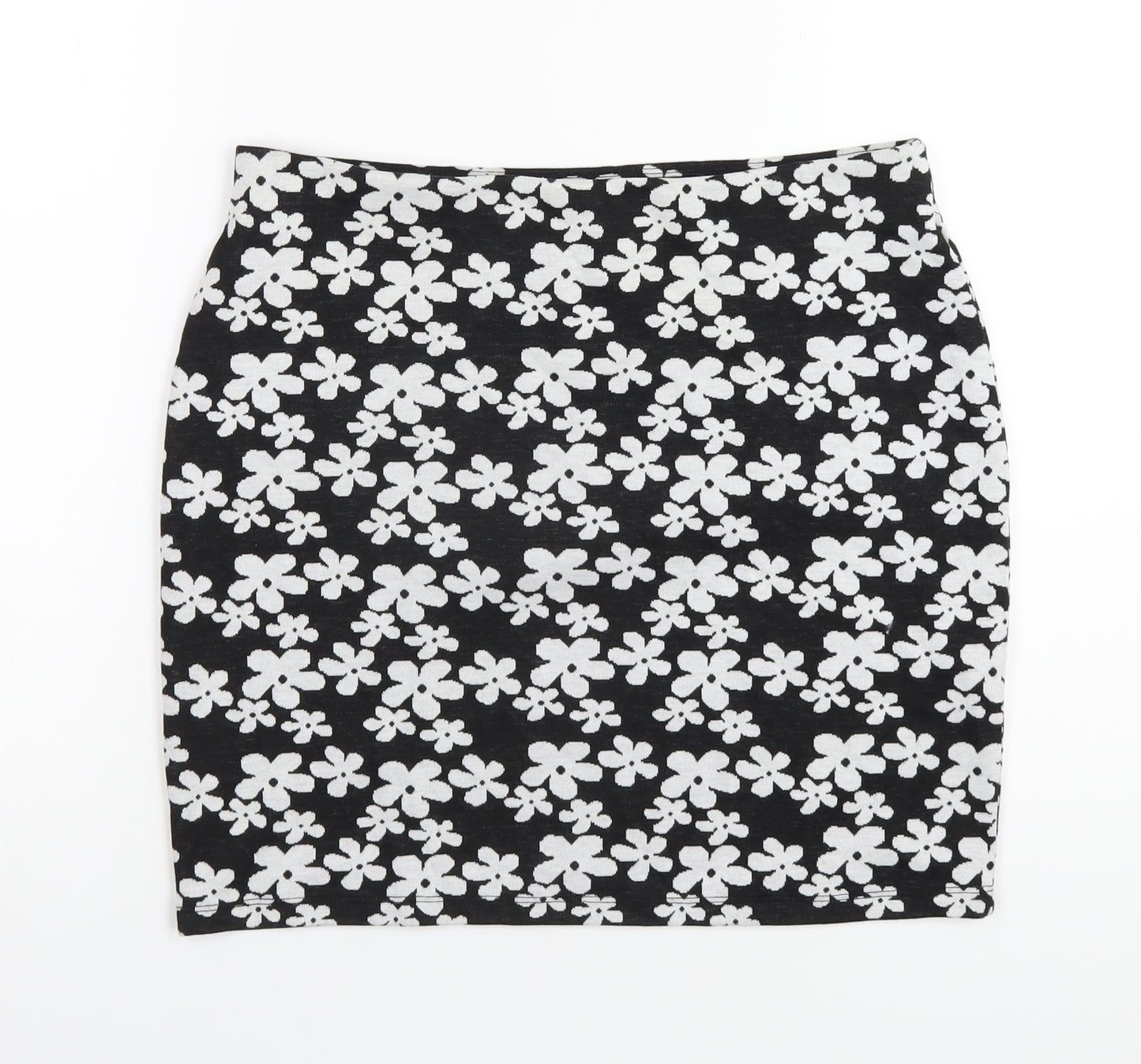 New Look Womens Black Floral Polyester A-Line Skirt Size 14
