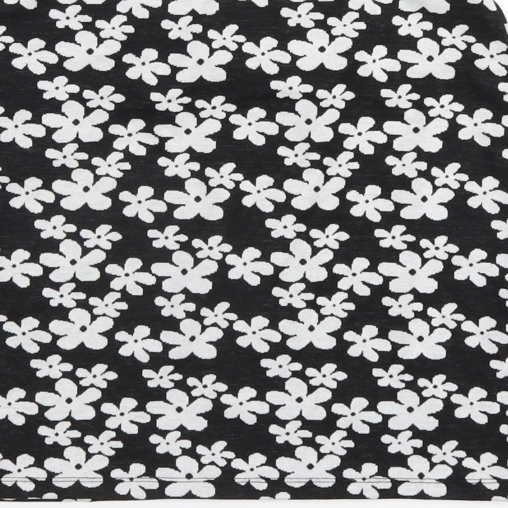 New Look Womens Black Floral Polyester A-Line Skirt Size 14