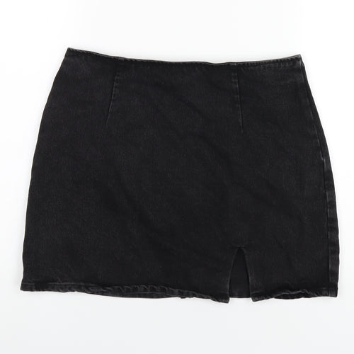 ASOS Womens Black Cotton A-Line Skirt Size 14 Zip