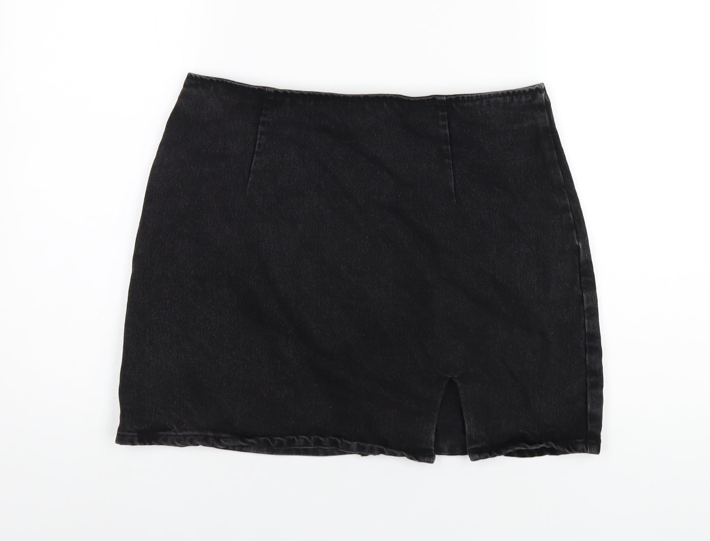 ASOS Womens Black Cotton A-Line Skirt Size 14 Zip