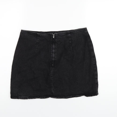 ASOS Womens Black Cotton A-Line Skirt Size 14 Zip