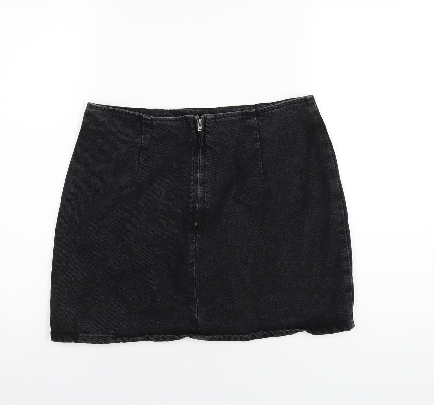 ASOS Womens Black Cotton A-Line Skirt Size 14 Zip