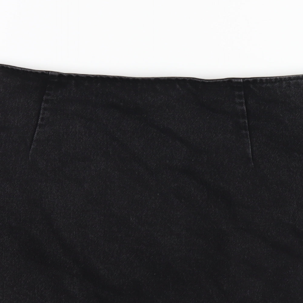 ASOS Womens Black Cotton A-Line Skirt Size 14 Zip