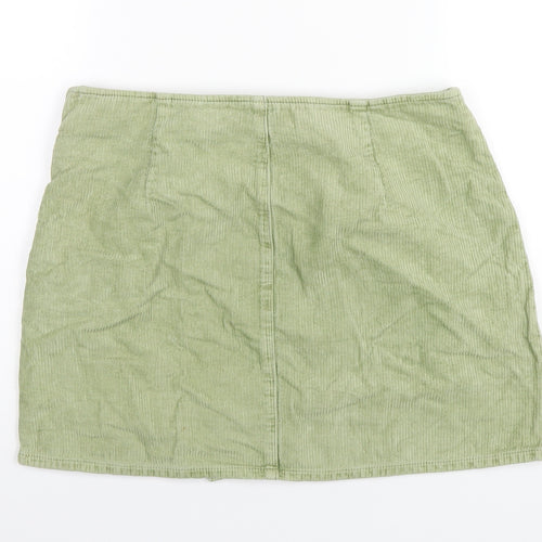 ASOS Womens Green Cotton A-Line Skirt Size 16 Zip