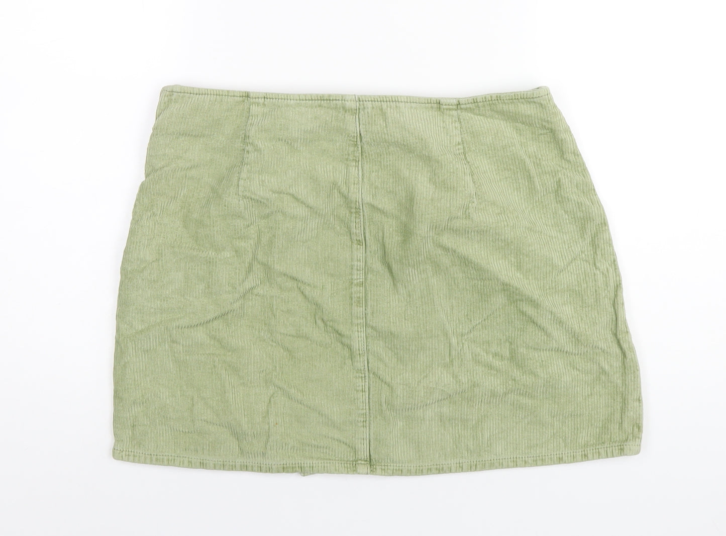 ASOS Womens Green Cotton A-Line Skirt Size 16 Zip