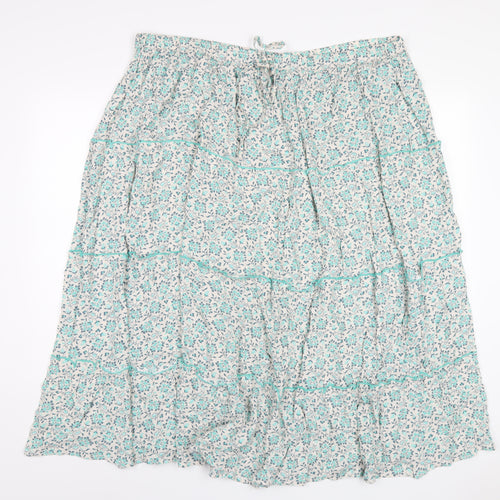 Per Una Womens Green Geometric Viscose A-Line Skirt Size 22 Drawstring