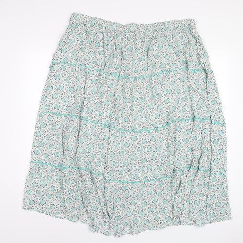 Per Una Womens Green Geometric Viscose A-Line Skirt Size 22 Drawstring