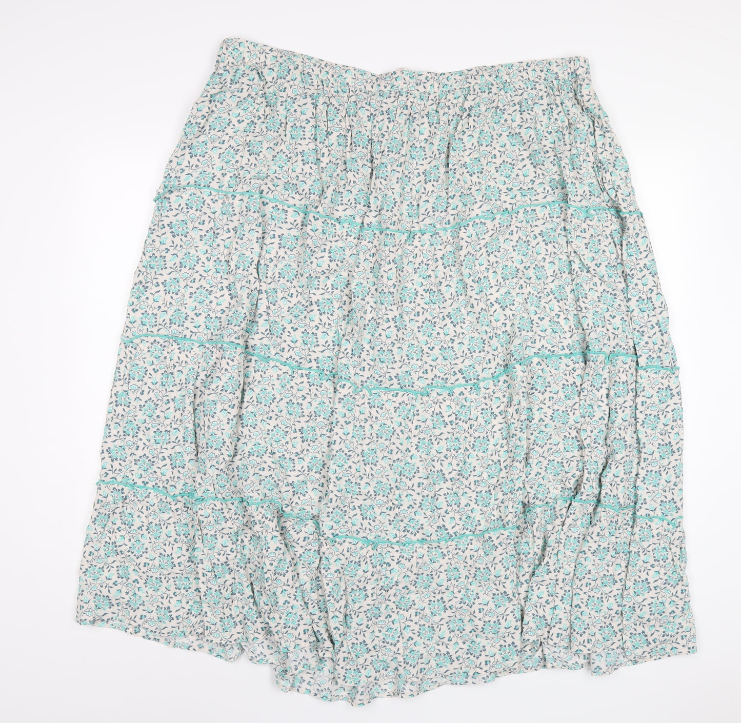 Per Una Womens Green Geometric Viscose A-Line Skirt Size 22 Drawstring