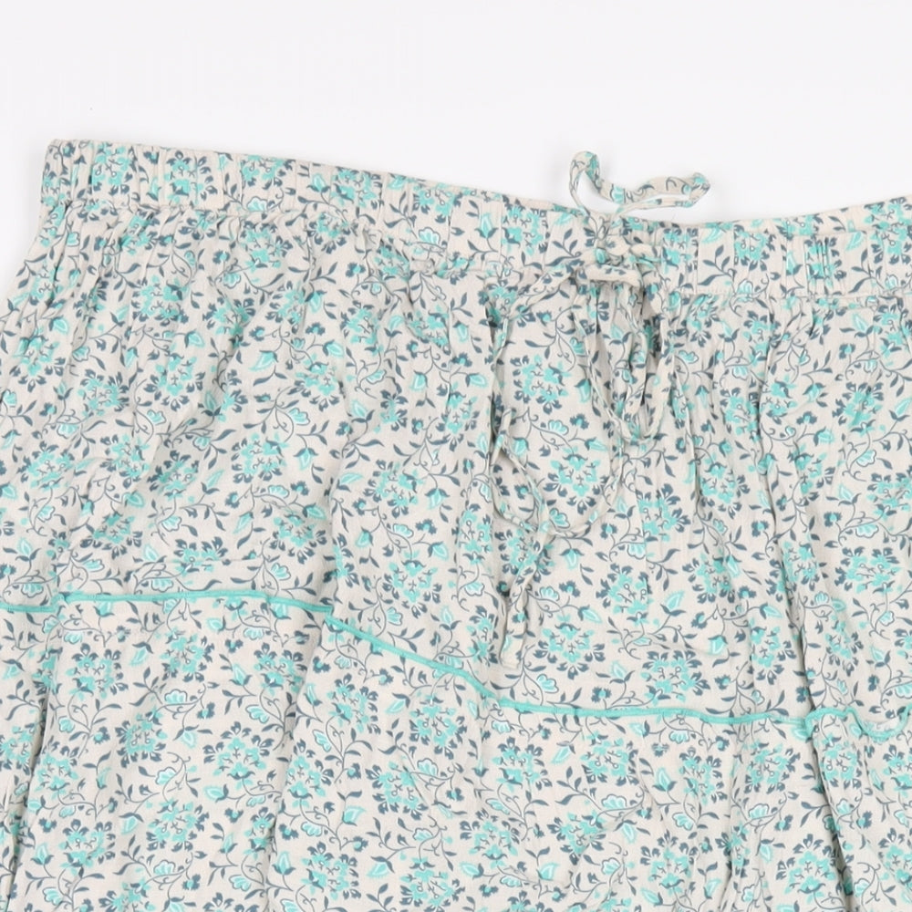 Per Una Womens Green Geometric Viscose A-Line Skirt Size 22 Drawstring
