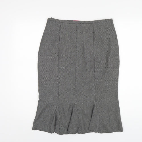 For Women Womens Grey Polyester A-Line Skirt Size 12 Zip