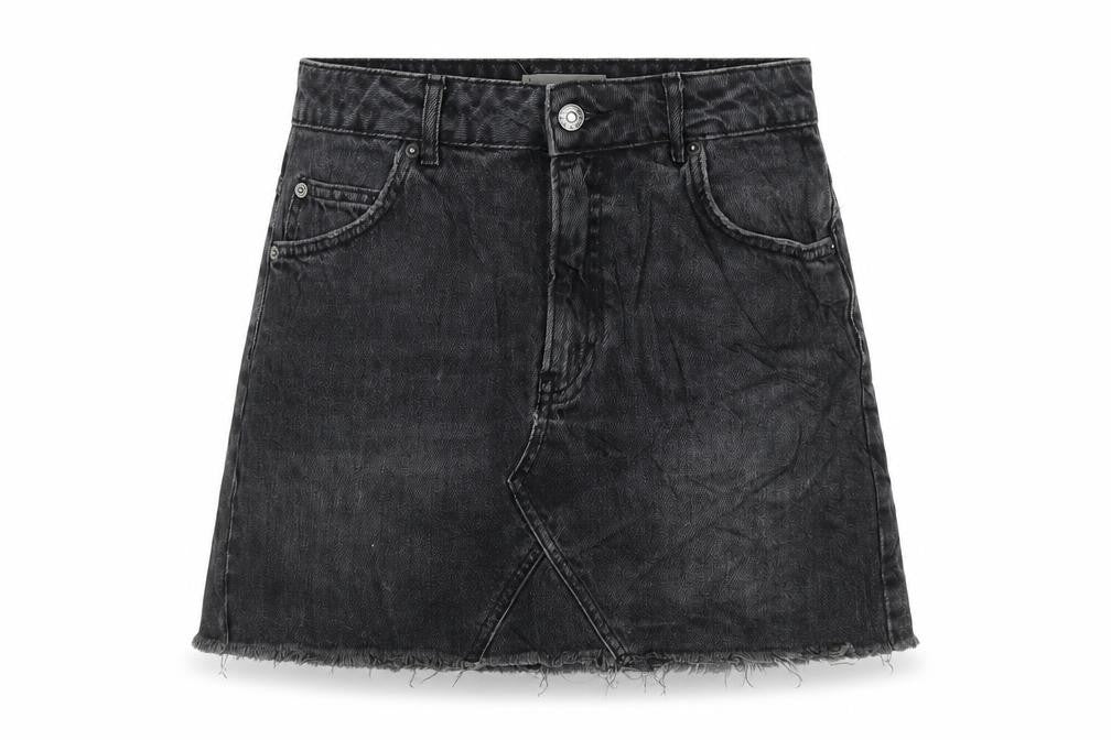 Topshop Womens Black Cotton A-Line Skirt Size 10 Zip
