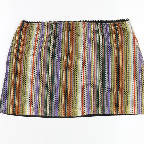 Urban Outfitters Womens Multicoloured Striped Polyester Mini Skirt Size L