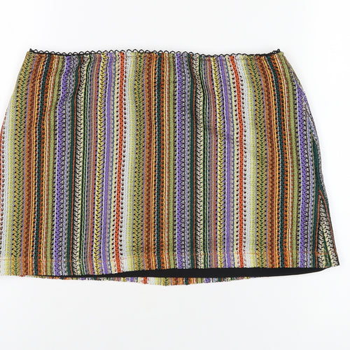 Urban Outfitters Womens Multicoloured Striped Polyester Mini Skirt Size L