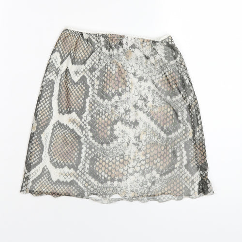 PRETTYLITTLETHING Womens Multicoloured Animal Print Polyester Mini Skirt Size 8 - Snake Print